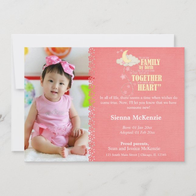 Invitación Chica de Adopción (Anverso)