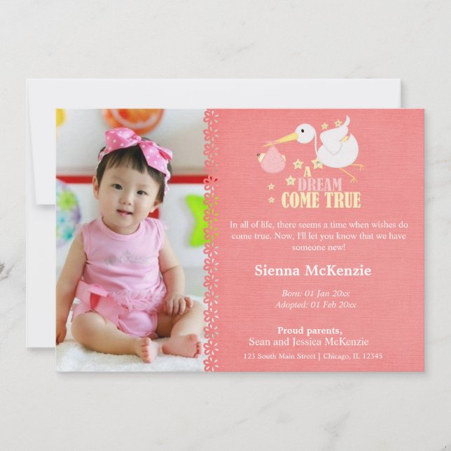 Invitación Chica de Adopción (Anverso)