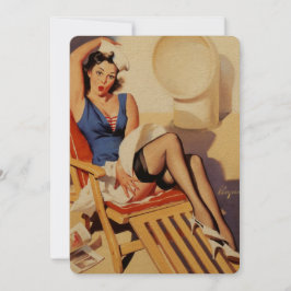 Invitación Chica de anclaje retro de barco de crucero Elvgren
