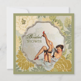 Invitación chica de anclaje retro floral Bridal Shower Tea Fi