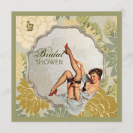 Invitación chica de anclaje retro floral Bridal Shower Tea Fi