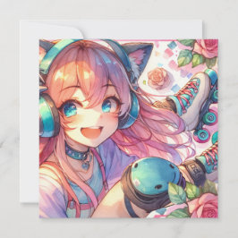 Invitación Chica de animadores bonito en la fiesta de cumplea