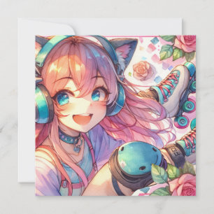 Invitación Chica de animadores bonito en la fiesta de cumplea