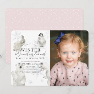 Invitación Chica de Animales Árticos de Invierno