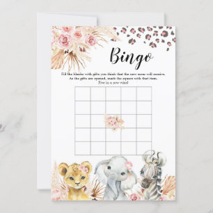 Invitación Chica de animales  Bebé Bingo Fiesta de Safari de 