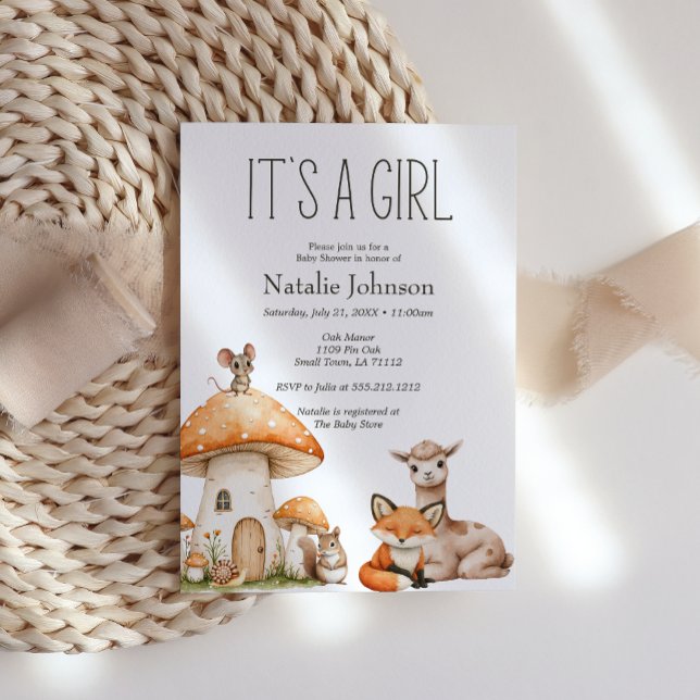 Invitación Chica de Animales Boho Woodland Baby Shower (Subido por el creador)