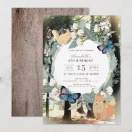 Invitación Chica de animales de bosque encantado