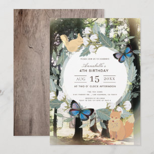 Invitación Chica de animales de bosque encantado