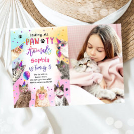 Invitación Chica de animales de compañía Fiesta de Cat Kitten