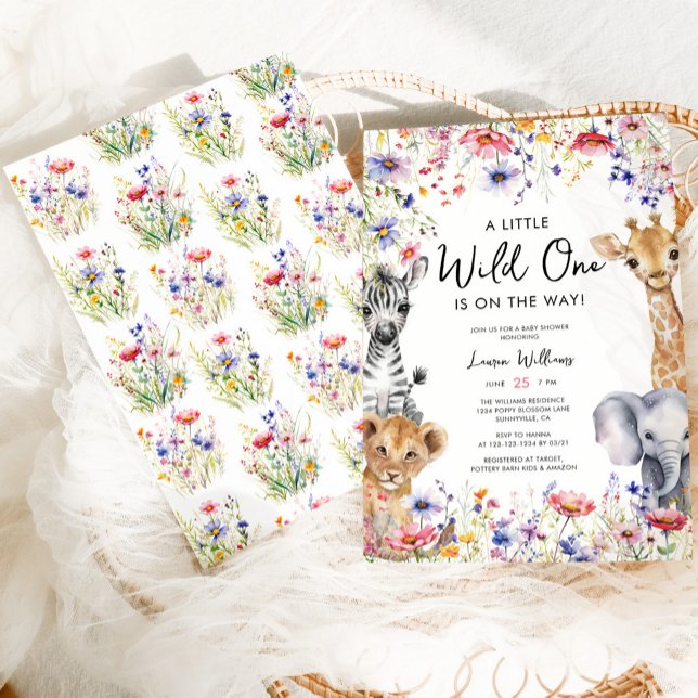 Invitación Chica de Animales de Flor Silvestre Jungle Safari  (Subido por el creador)