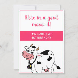 Invitación Chica de animales de granja Cow Happy Farm