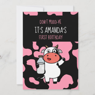 Invitación Chica de animales de granja divertida de vacas pri