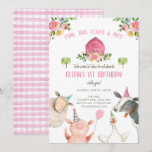 Chica de animales de granja Pink Gingham Barnyard 