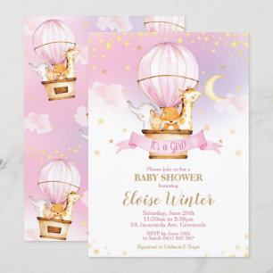 Invitación Chica de animales de la jungla de Baby Shower con 
