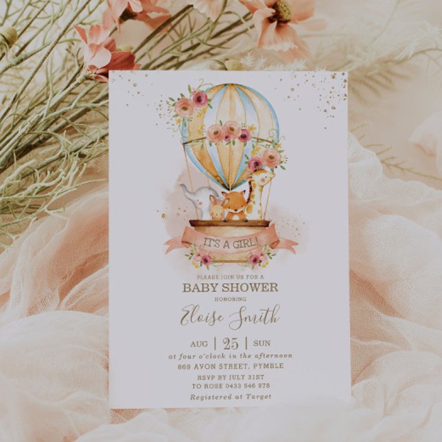 Invitación Chica de animales de la jungla de Baby Shower con  (Subido por el creador)