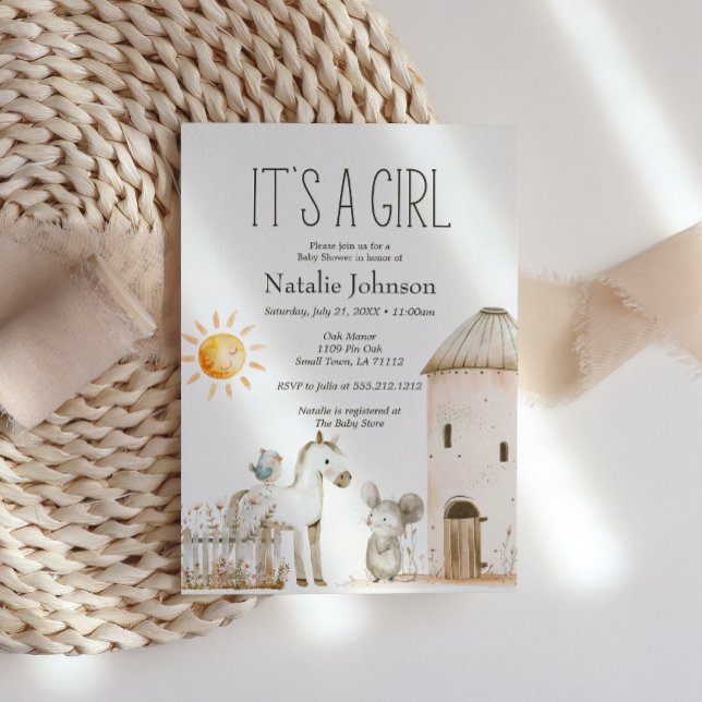 Invitación Chica de Animales de la Pequeña Granja Baby Shower (Subido por el creador)