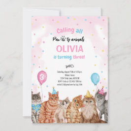 Invitación Chica de animales de la sección de gatos Cumpleaño