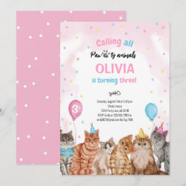 Invitación Chica de animales de la sección de gatos Cumpleaño