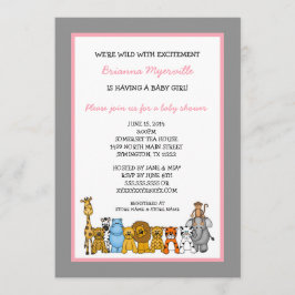 Invitación Chica de animales de la selva invita a Baby Shower