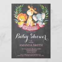 Chica de animales de la selva Safari de Chalkboard