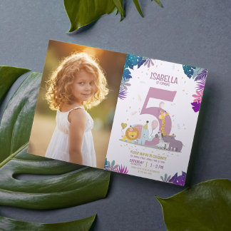 Invitación Chica de animales de Safari en la selva