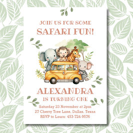 Invitación Chica de animales de Safari rosa Jungla primer Fie