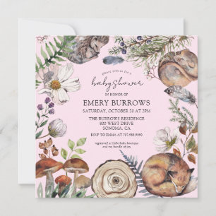 Invitación Chica de Animales Forestales de Woodland Baby Show