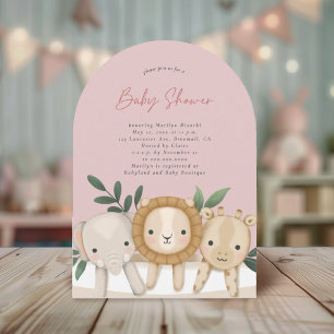 Invitación Chica de Animales Safari Baby Shower