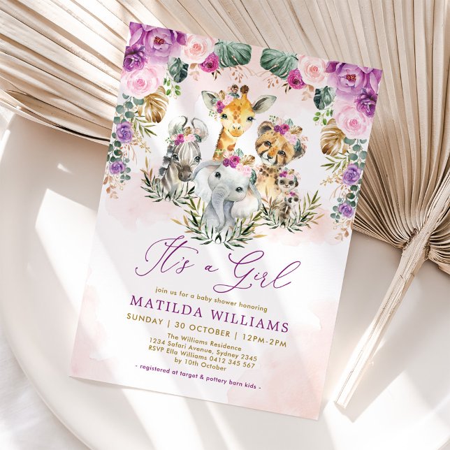 Invitación Chica de Animales Salvajes Boho Jungle Safari Baby (Subido por el creador)