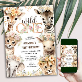 Invitación Chica de animales salvajes de la selva Safari One