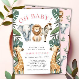 Invitación Chica de animales salvajes de Safari Baby Shower