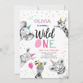 Invitación Chica de animales salvajes de un Fiesta Safari