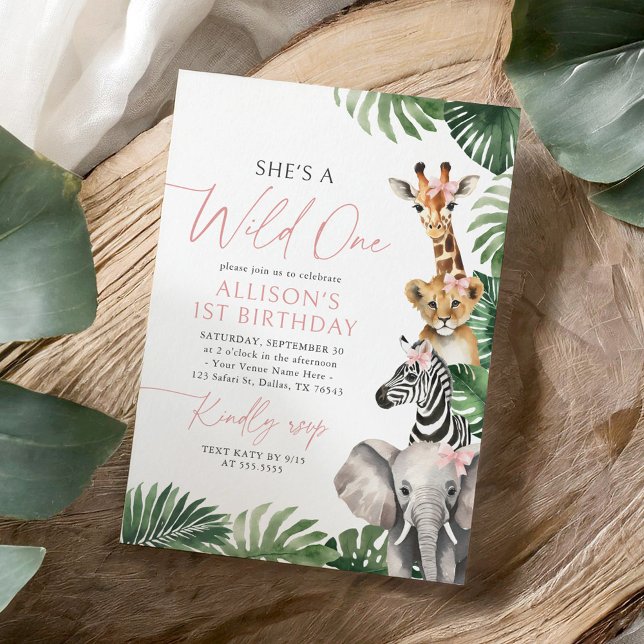 Invitación Chica de animales salvajes de un Safari (Subido por el creador)