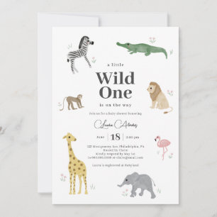 Invitación Chica de animales salvajes de un safari en Baby Sh