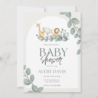 Invitación Chica de animales salvajes de un safari en Baby Sh