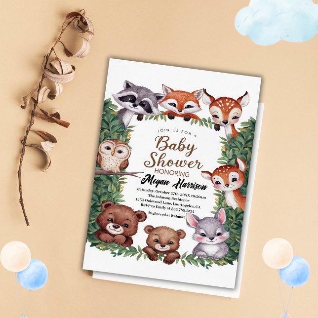 Invitación Chica de animales Woodland Baby Shower (Subido por el creador)