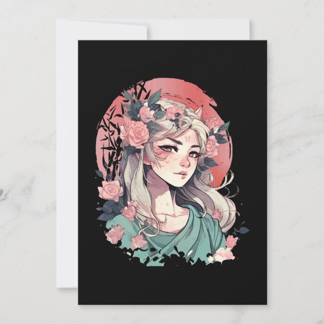 Invitación Chica de Anime Adorable (Anverso)