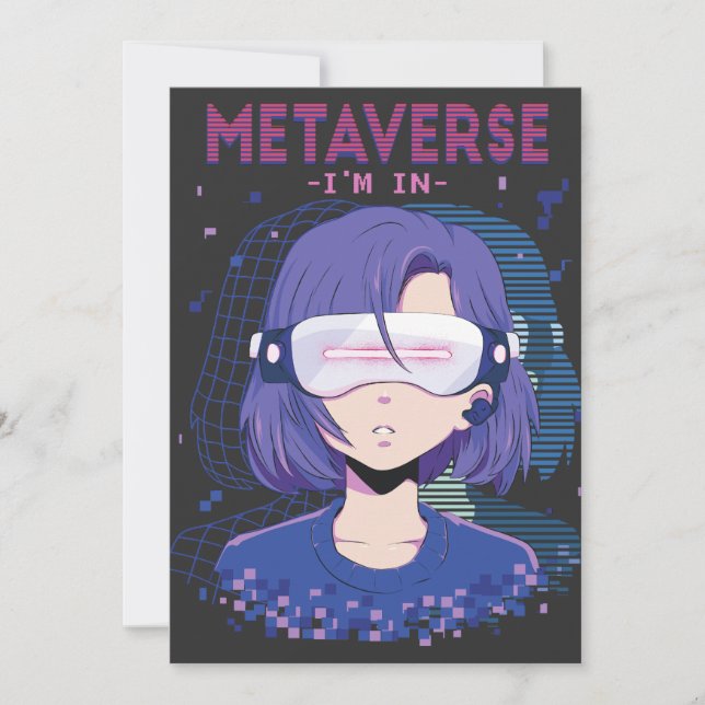 Invitación Chica de anime gafas de realidad virtual Invitació (Anverso)
