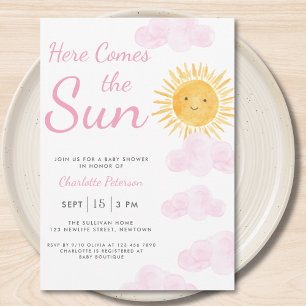 Invitación Chica de Aquí viene el Sol: Baby Shower