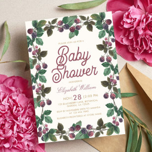 Invitación Chica de arándanos en acuarela Baby Shower 