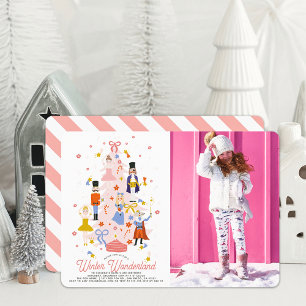 Invitación Chica de árbol de navidad rosa y nutricionista fot