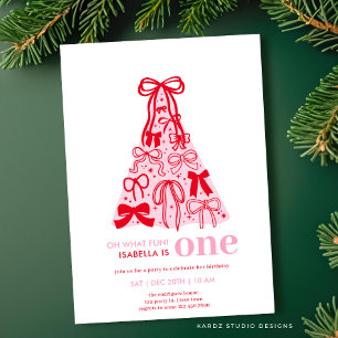 Invitación Chica de árbol de vaca rojo y rosado original