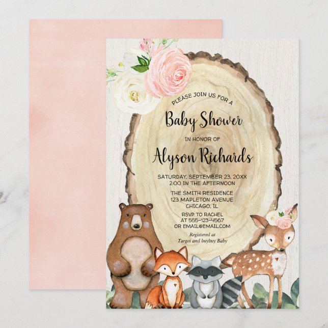 Invitación chica   de arbolado verde (Anverso / Reverso)