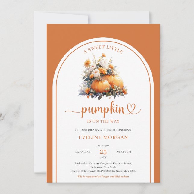 Invitación Chica de arco de flores de terracota de otoño Una  (Anverso)