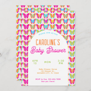 Invitación Chica de Arco de Mariposas Cuadrilladas Coloridas 