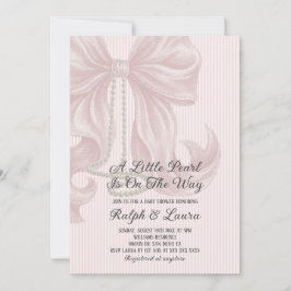 Invitación Chica de arco de rayas rosadas Baby Shower