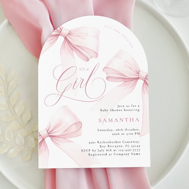 Invitación Chica de Arco Rosa Cumpleaños Baby Shower (Subido por el creador)