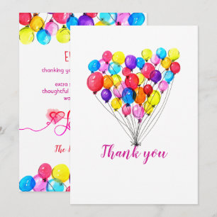 Invitación Chica de arcoiris BALLOON Primer cumpleaños Rosa G