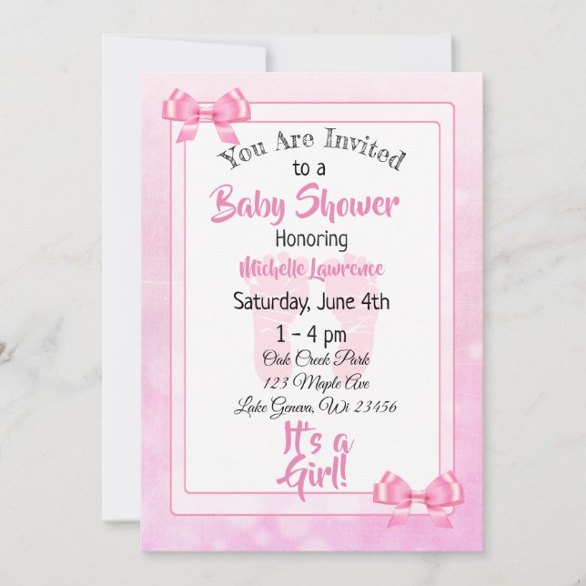 Invitación Chica de arcos rosados Baby Shower (Anverso)