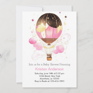 Invitación Chica de aventuras con globo aerostático de cielo